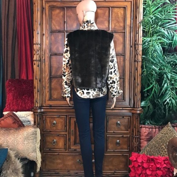 NWOT Mocha Faux Mink Fur Vest - Picture 6 of 15